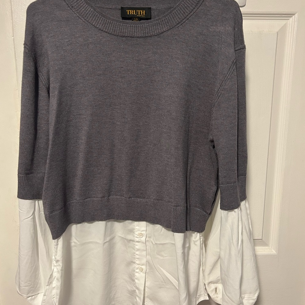Truth Charcoal and White Layered Top